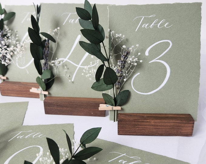 Calligraphy Wedding Table Numbers With Dried Flowers - Etsy