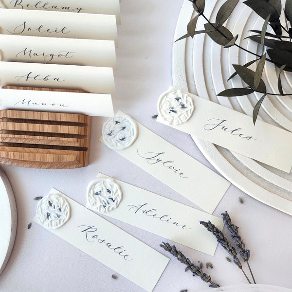 Wax Seal Place Cards | Classy Place Cards | Slim Ivory Wedding Place Cards | Classic Wedding Calligraphy Name Cards | Calligraphy Name Tags