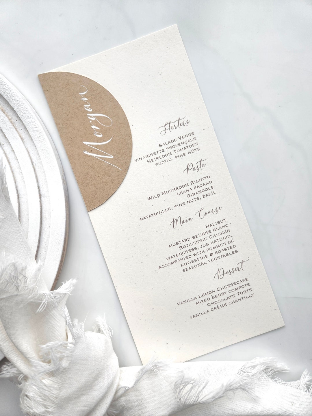 Custom Made Cardstock Wedding Menus Minimalistic Wedding Etsy