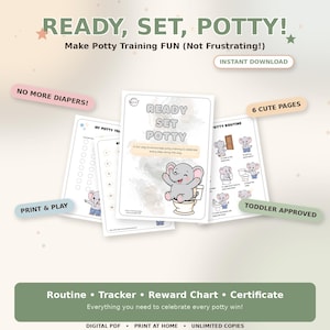 Ready, Set, Potty! | Printable Potty Training Bundle | Reward Chart, Routine & Tracker | Instant Download PDF