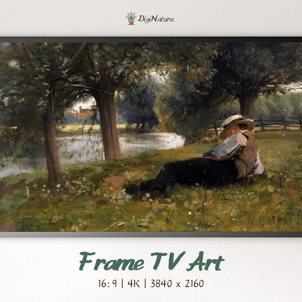 LYING PERSON - 4K Digital Image for Samsung TV | Television Art | Vintage Oil Painting | Impressionist Style | Digital Download