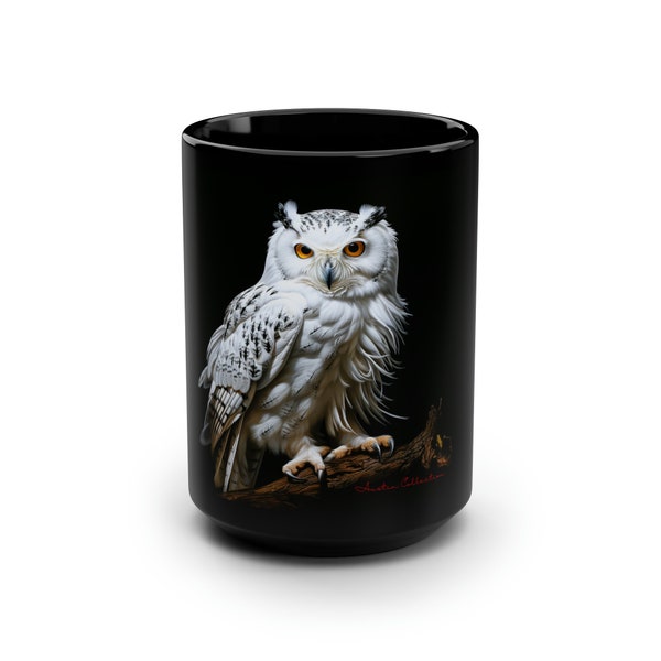 Mug Owl Coffee Cup White Owl Ceramic Mug Black Mug Gift Mug Gift Him Gift Her Kitchen Coffee Mug