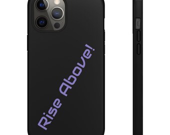 ¡Supera tus límites! Funda para teléfono / Funda protectora para iPhone, diseño de texto inclinado en negro.