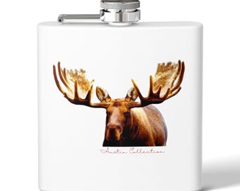 Flask Moose Design Stainless Steel Flask: Outdoor Adventure Gift