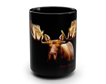 Moose Coffee Mug: Wildlife Animal Cup, Alaska Lover Gift (15oz)
