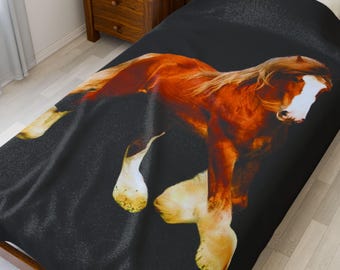 Blanket Chestnut Draft Horse Blanket | Velveteen Plush Throw