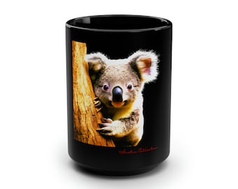 Tazza Koala, tazza da caffè nera, regalo per gli amanti degli animali, 15 once