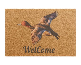 Felpudo de bienvenida con forma de pato volador / Felpudo de fibra de coco para la puerta principal