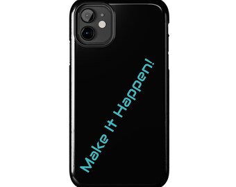 ¡Hazlo realidad! Funda para teléfono con letras diagonales color turquesa / Funda resistente para teléfono
