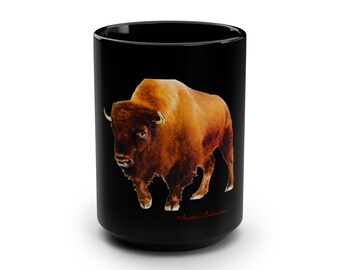 Mug Bison Mug: Native American Buffalo Ceramic Coffee Mug (15oz)