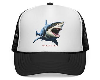 Shark Trucker Cap: Ocean Print Baseball Hat - Beach Accessories