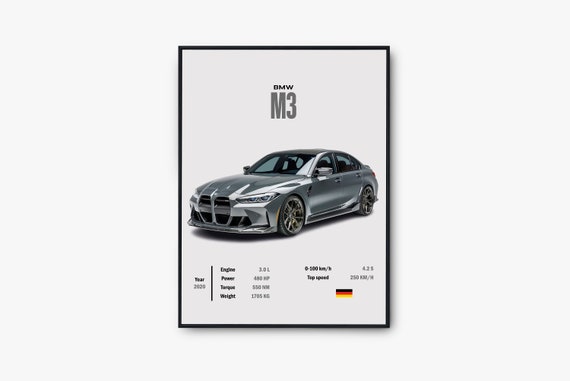 Car Poster Bmw M3 M5 White Sport Car Series Canvas Paintings Print Wall Art  Pictures for