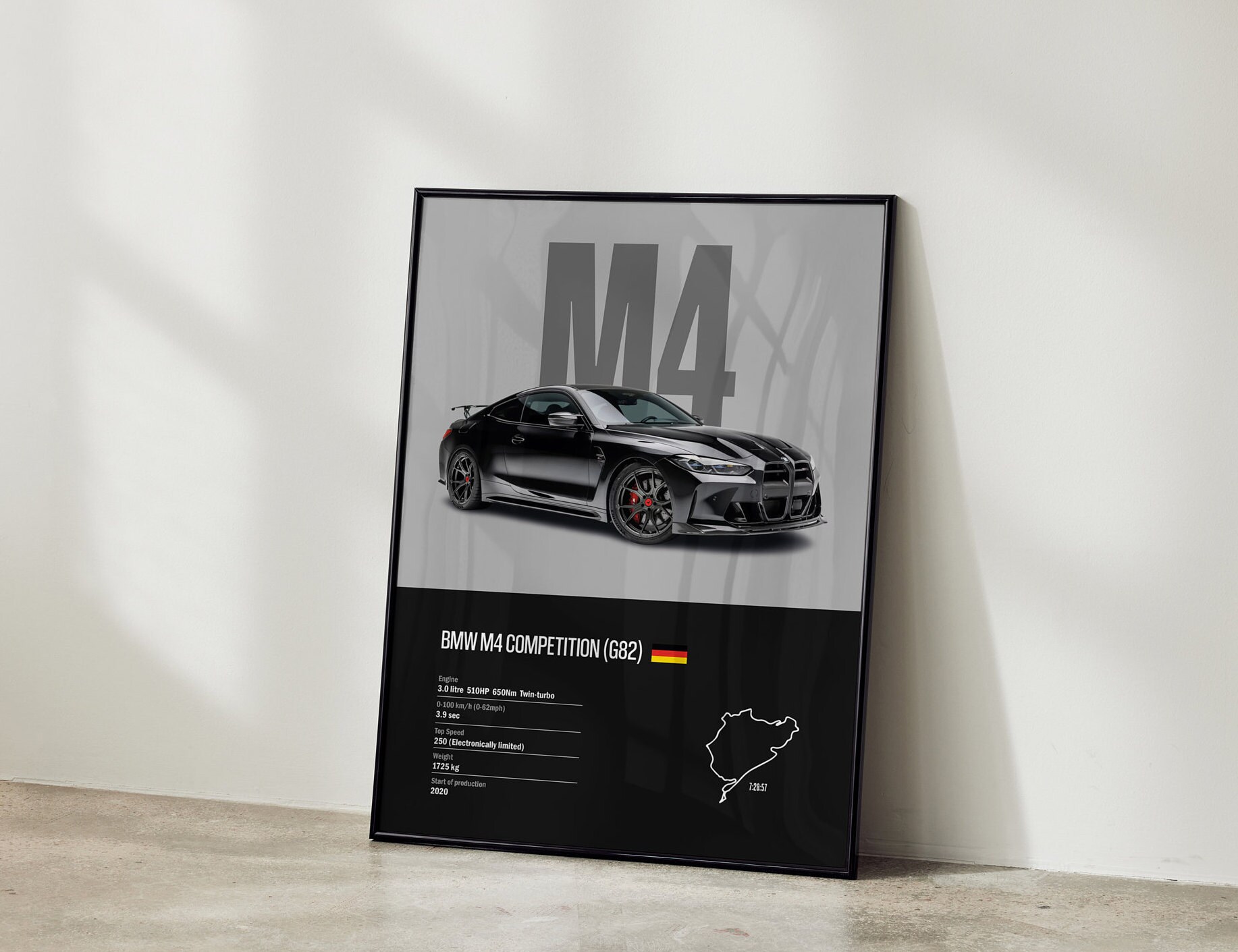 BMW M4 Competition Poster, M4 Poster, M4 G82, Supercar Wall Art, Car ...