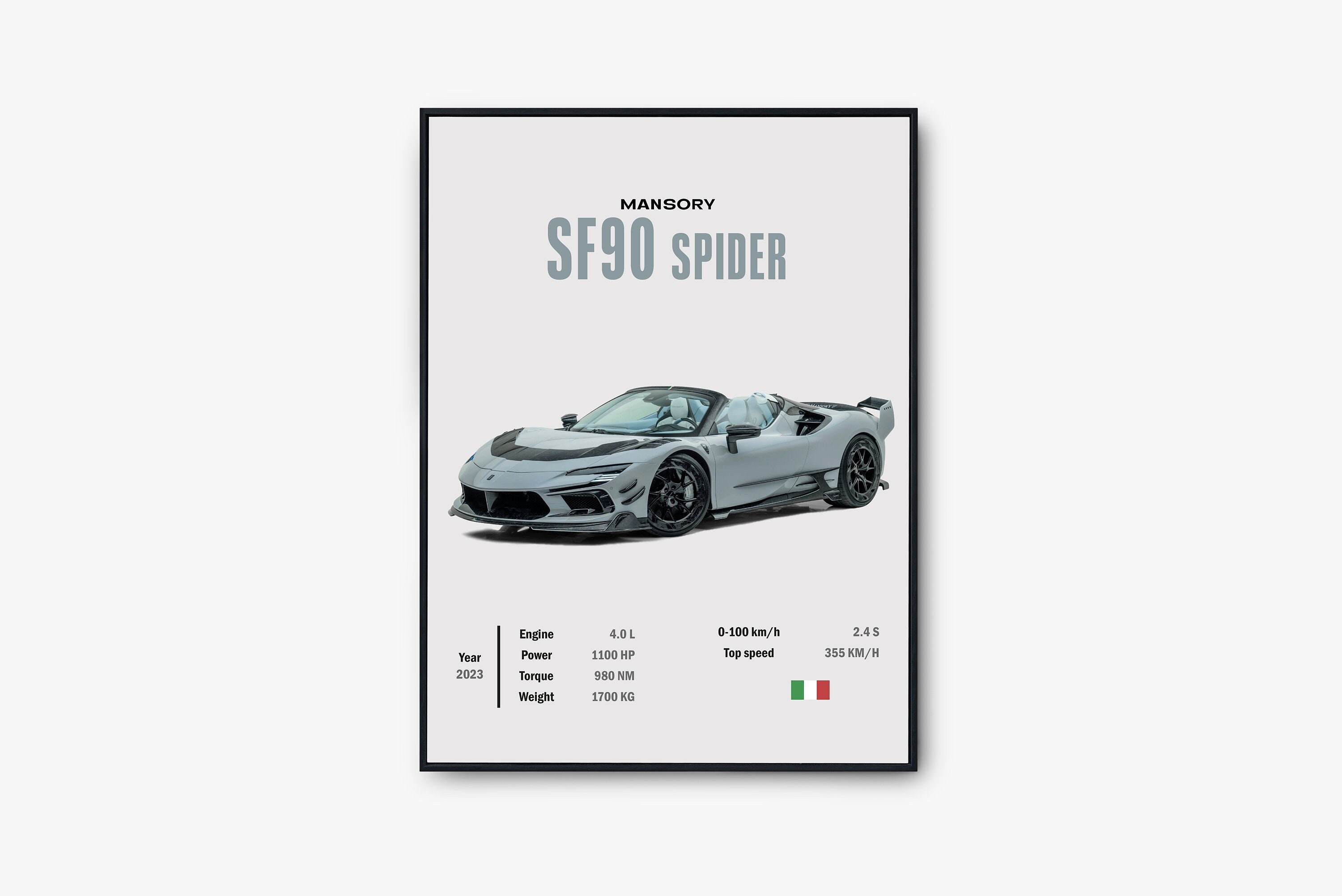 Ferrari SF90 Poster, Mansory Poster, Supercar Wall Art, Car Poster for