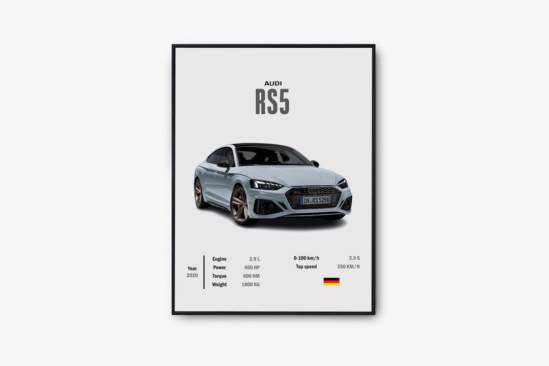 Audi RS5 Poster, Audi Poster, Audi RS, Supercar Wall Art, Car Poster ...