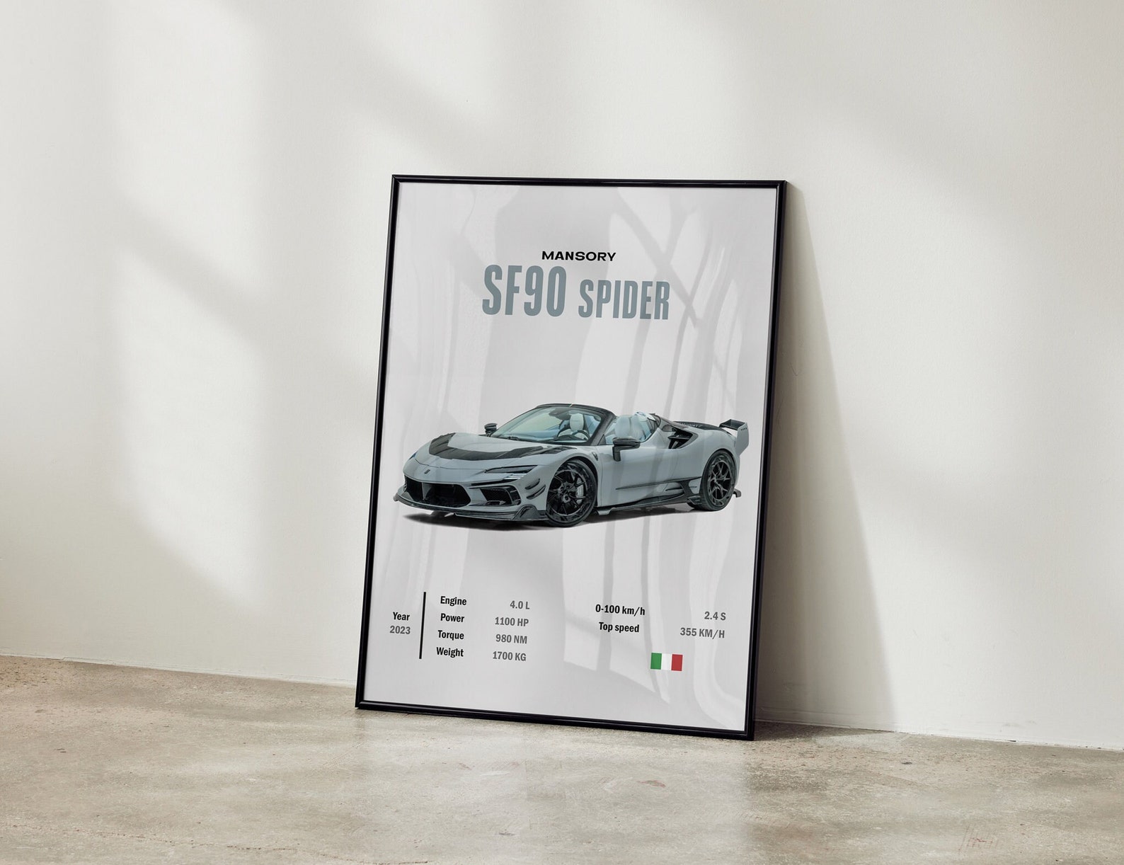 Ferrari SF90 Poster, Mansory Poster, Supercar Wall Art, Car Poster for