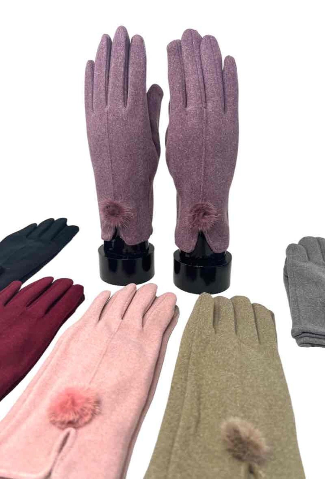 Women's Gloves Touch Screen Stylish Pompom Soft Winter Etsy
