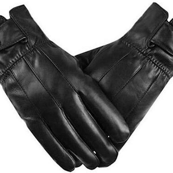 Black Leather Gloves Etsy