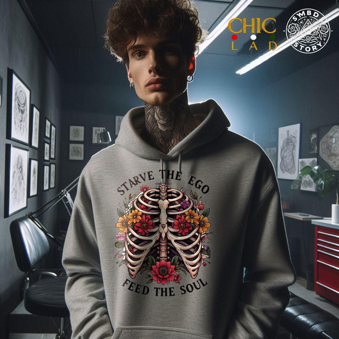 Floral Rib Cage Hoodie Soulful Streetwear Blossom Etsy