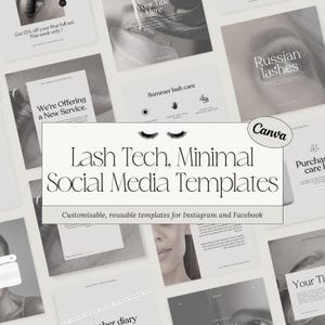 25 Lash Tech Social Media Templates | Lash Content | Instagram Templates | Social Media Templates for Lash Business | Canva Templates