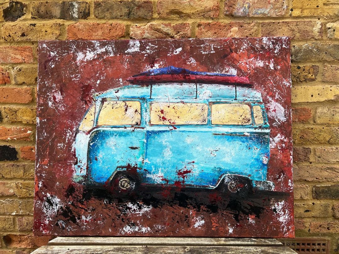 The Blood Road Camper Van Painting Wall Art Camper Van Etsy