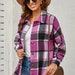 Double Take Drawstring Plaid Long Sleeve Hooded Shacket main image 0