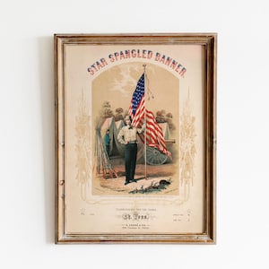 Star Spangled Banner | Music Cover Sheet | Vintage Americana Art | Patriotic Americana Wall Art | USA National Anthem | 4th of July