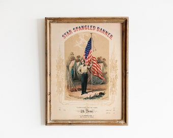 Star Spangled Banner Music Sheet Art | Vintage Americana Print (Digital Download)