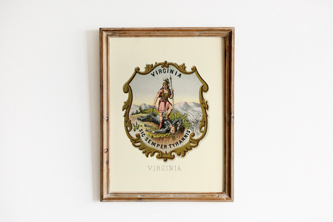 Virginia State Coat Of Arms Print 1876 Mitchell Engraving digital virginia-state-coat-of-arms-print-1876-mitchell-engraving-digital