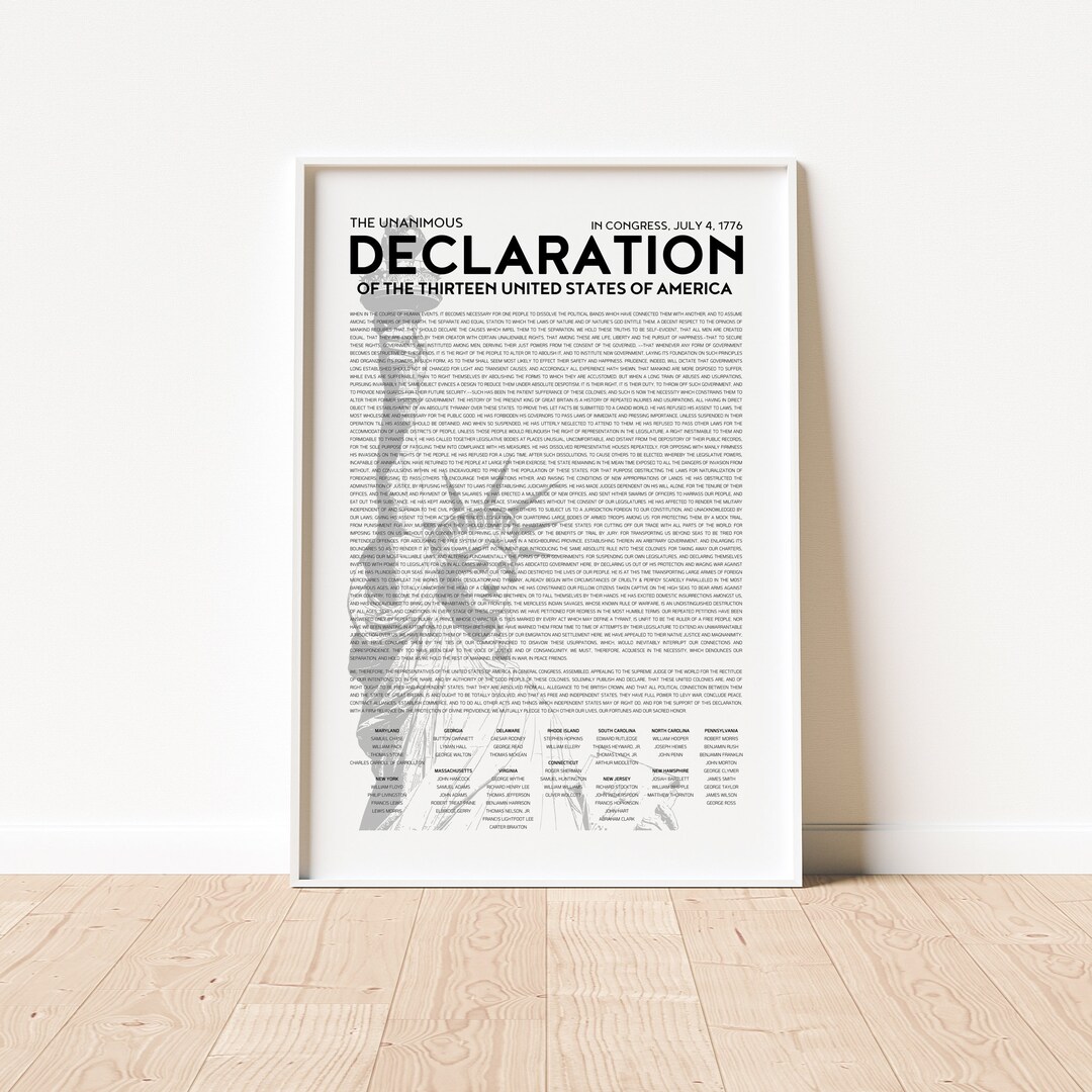 Declaration of Independence Printable | Patriotic USA Wall Art (digital ...