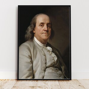 Benjamin Franklin Portrait | Founding Fathers | Vintage Patriotic | Printable Wall Art | 4th of July | Fine Art Print | US Patriotic