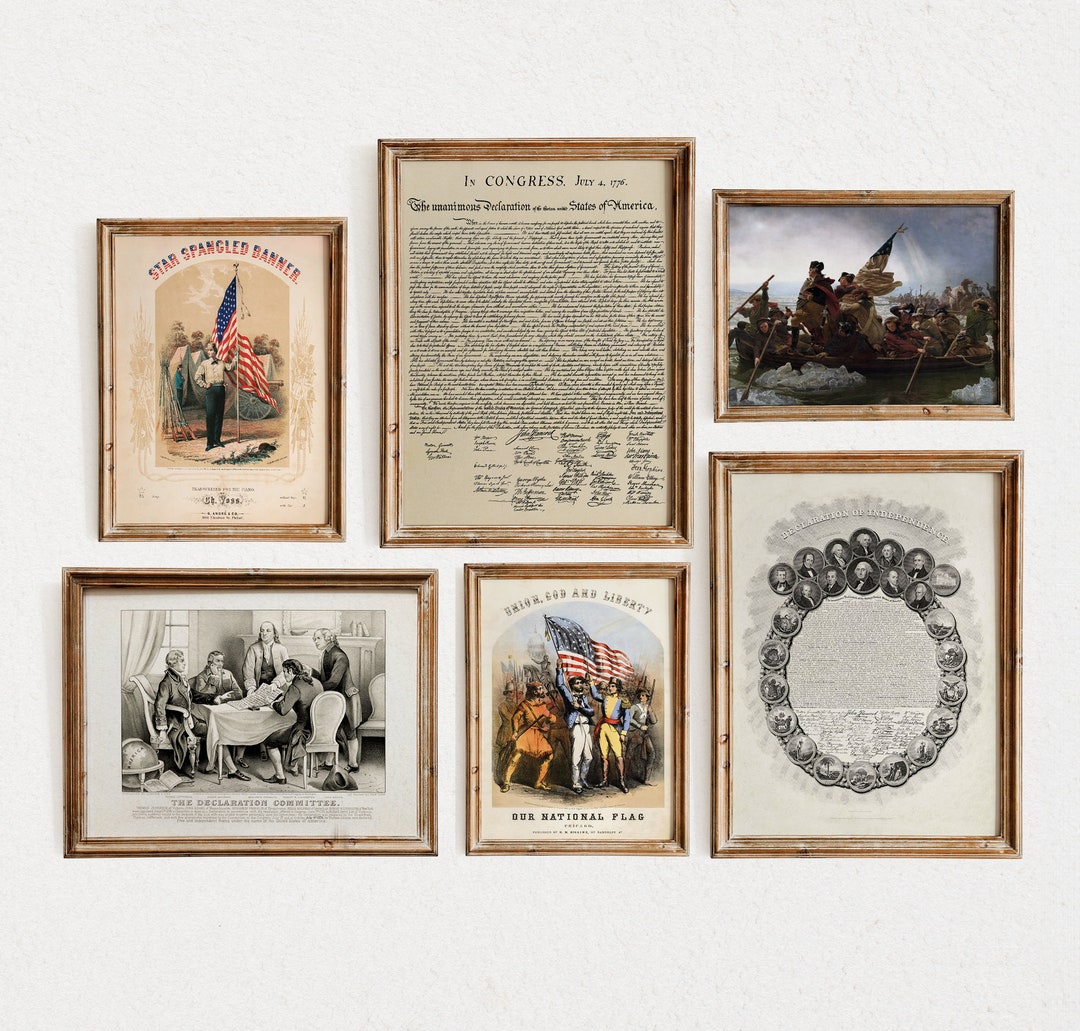Patriotic Americana Wall Art Set | Vintage 4th of July Prints (digital ...