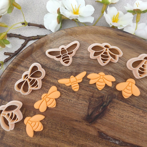Spring Honey Bee Clay Cutters Jewelry, Spring Embossing polymer Clay Cutter, Bumble Bee & Honeycomb Details for Clay, Clay Earrings Cutters
