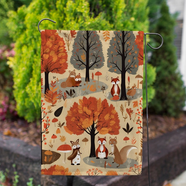 Fall Fox Garden Flag, Fox Flags, Fox Lover Gifts, Fall Garden Flag, Fall Flag, Autumn Flag, Wildlife Flag, Flag for Fall, Fox Friends Party