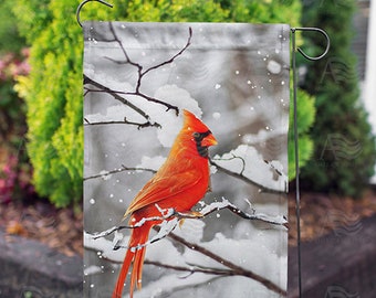 Cardinal Winter Garden Flag, Winter Cardinal Garden Flag, Red Cardinal Flag, Winter Cardinal Flag, Winter Welcome Flag, Snowy Cardinal Flag