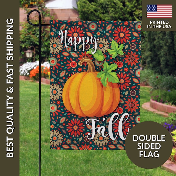 Happy Fall Garden Flag, Fall Garden Flag, Pumpkin Garden Flag, Garden Flag, Fall Flag, Autumn Flag, Seasonal Flag, Autumn Decor, Fall Decor