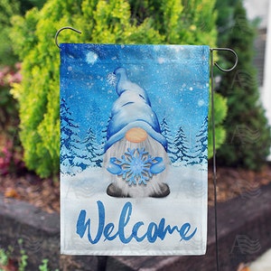 Winter Gnome Garden Flag, Winter Gnome Flag, Winter Welcome Garden Flag, Winter Welcome Flag, Winter Garden Flag, Let It Snow Winter Flag