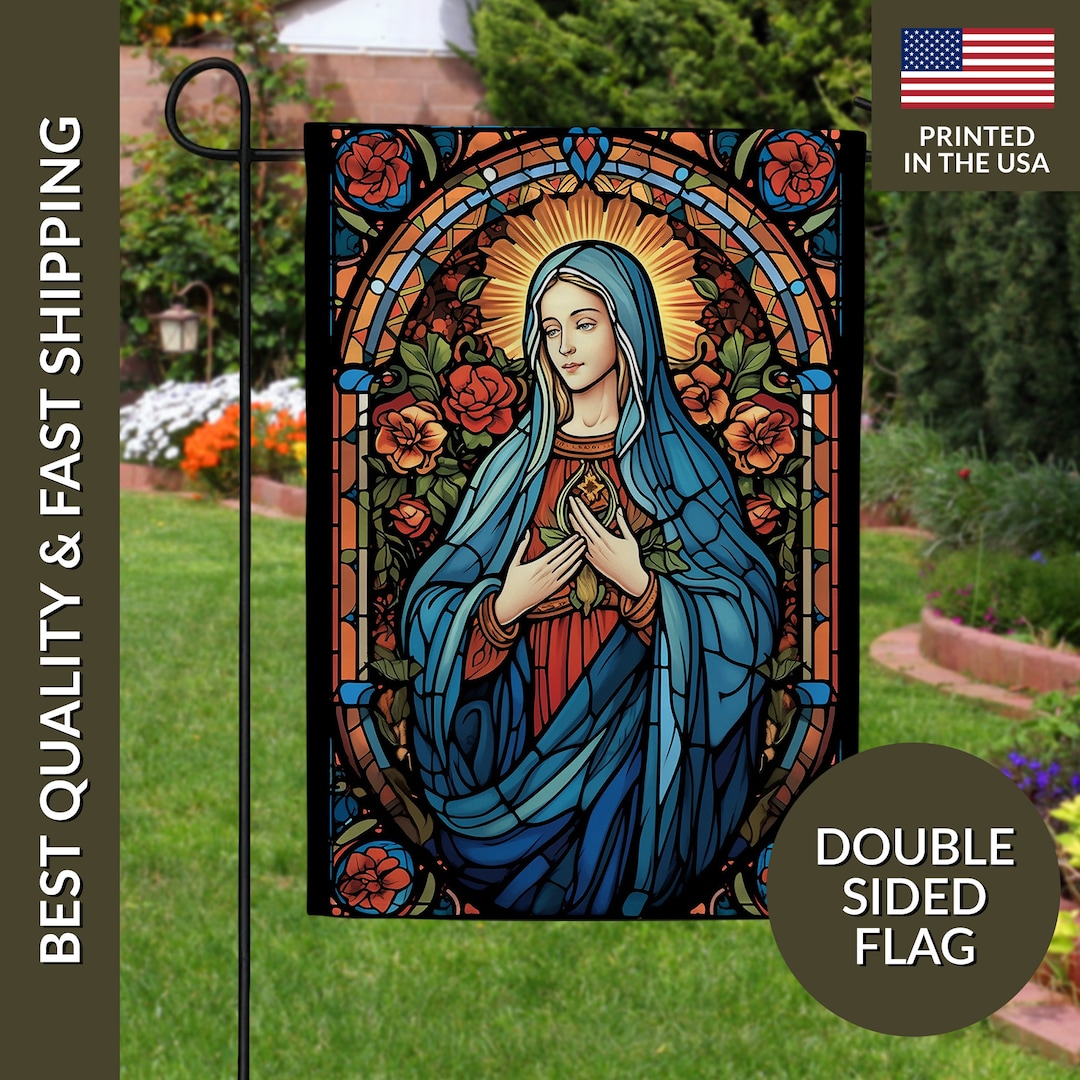 Virgin Mary Garden Flag, Blessed Mother Flag, Mother of God Flag