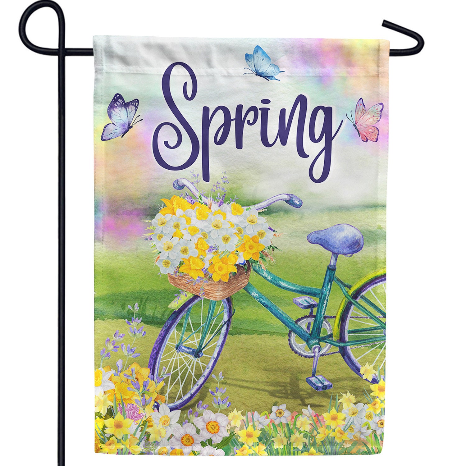 Welcome Spring Bicycle Garden Flag, Spring Garden Flag, Hello Spring Flag, Spring Floral Bike Flag, Spring Bicycle Flag, Farmhouse Decor