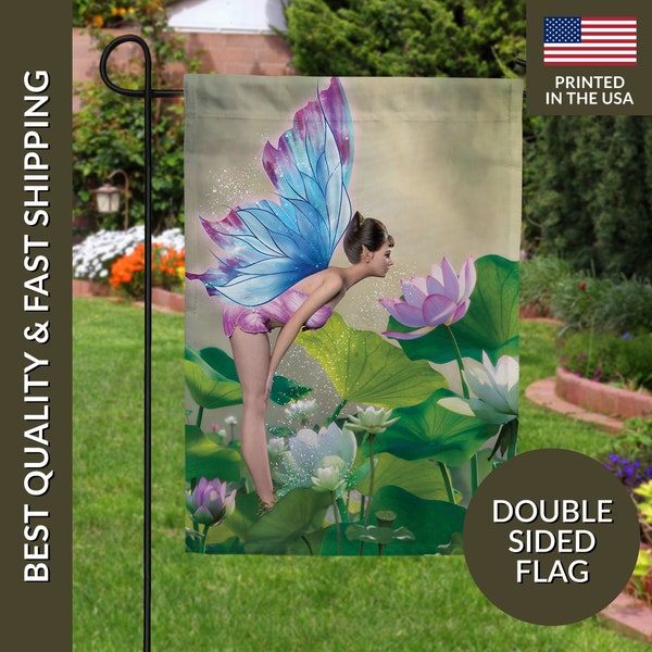 Spring Fairy Garden Flag, Enchanted Fairy Flag, Welcome To Our Fairy Garden Flag, Fairy Garden Decor, Whimsical Garden Flag, Fairy Gift