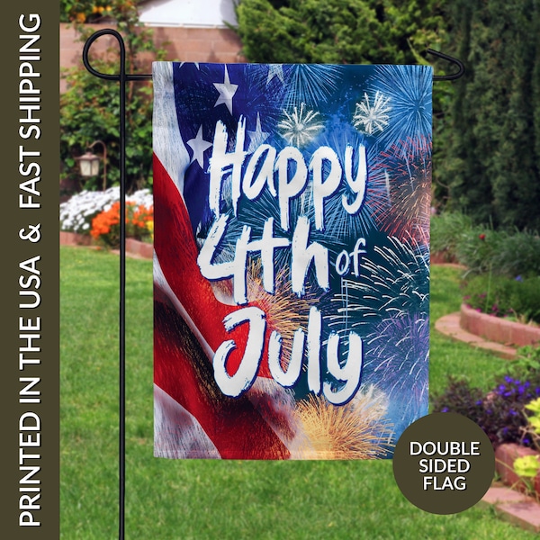 Happy 4th of July Garden Flag, July 4th Garden Flag, American Patriotic Garden Flag, Summer Garden Flag, Entry Flag, USA Flag, Porch Decor