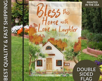 Bless This Home With Love And Laughter Garden Flag, Bless This Home Flag, Bless This Home Decor, Bless This Home Sign, Bless This Home Gift