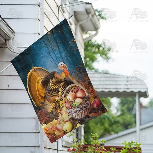 Thanksgiving Turkey Garden Flag Turkey Thanksgiving Flag Etsy