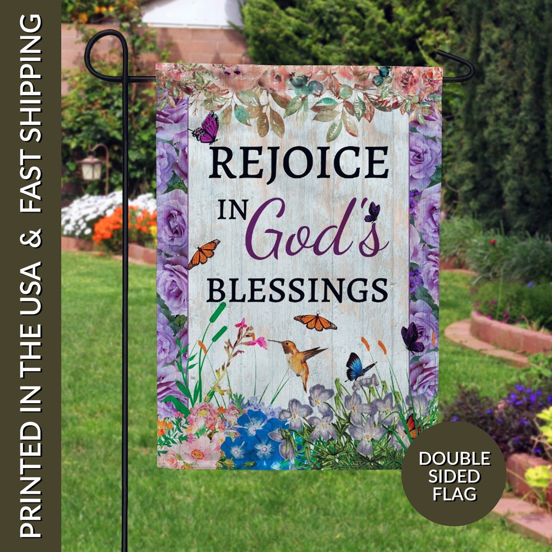 Rejoice in God's Blessings Garden Flag, Scripture Flag, Bible Garden