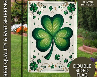 St Patricks Day Flag, St Patrick's Day Garden Flag, Shamrock Flag, Clover Flag, St Patrick's Day Decor, St Patty's Flag, St Patricks Flag