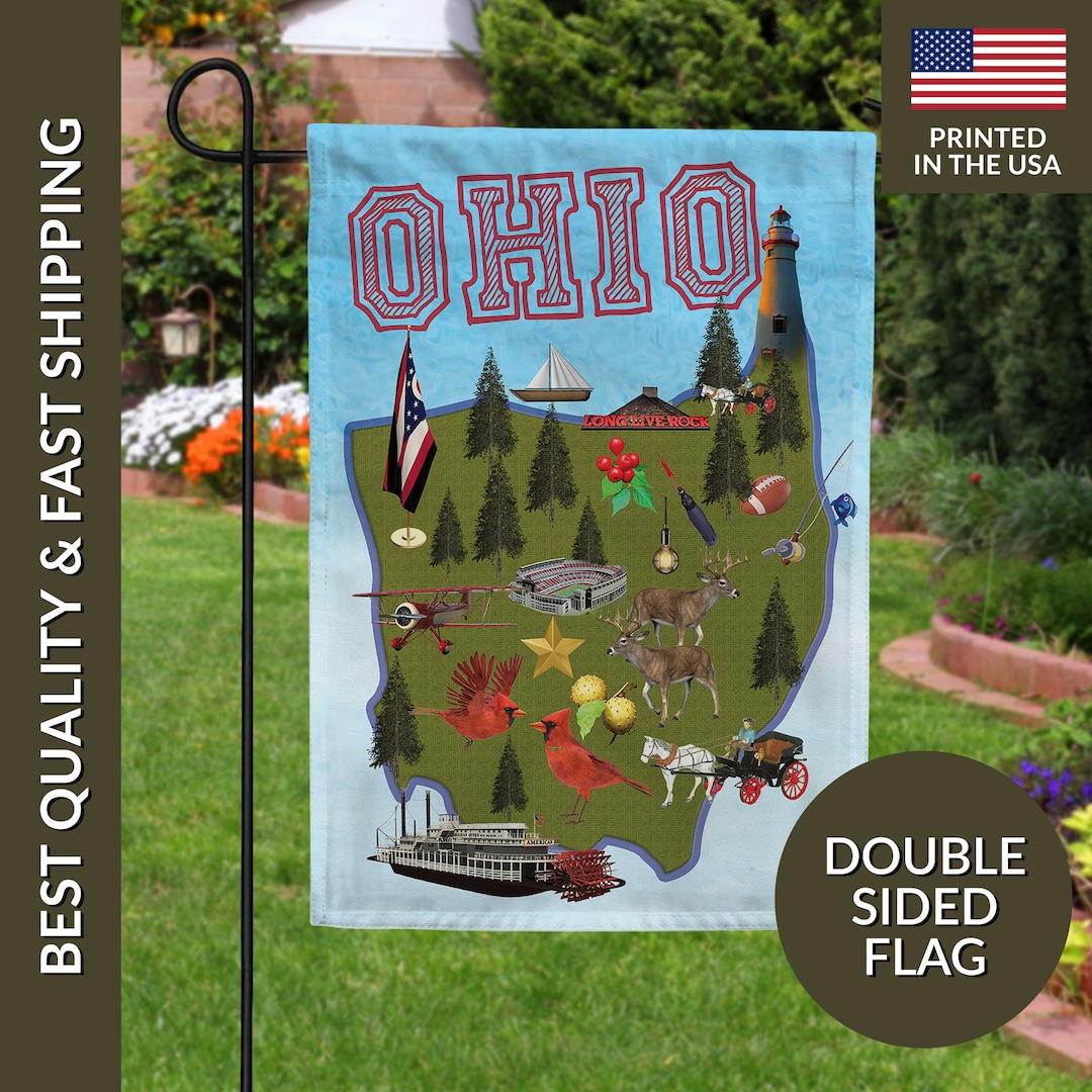 Ohio State Garden Flag, Ohio State Flag, Ohio Flag, Ohio Garden Flag