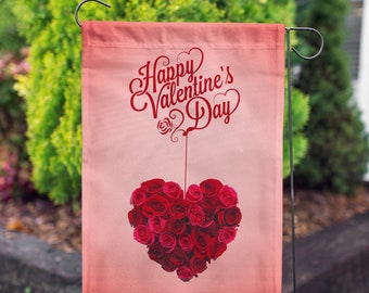 Happy Valentine's Day Garden Flag, Valentine Garden Flag, Valentine's Day Flag, Valentine Roses Flag, Happy Valentine Flag, Rose Heart Flag