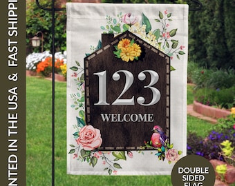 Personalized Home Sweet Home Garden Flag, Custom Garden Flag, Personalized Garden Flag, Address Garden Flag, Family Name Garden Flag