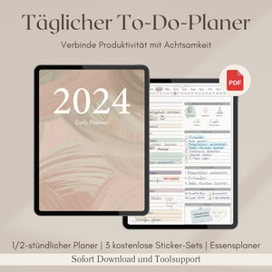 Ästhetischer Daily Planner und tägliche To-Do Liste für die Arbeit und Homeoffice | Digitaler Download Monatsplaner |schlicht modern elegant