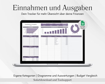 Simple household budget Microsoft Google Sheets German, income tracker, expense tracker, Excel budget template, monthly planner
